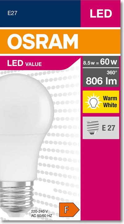 Actual product image Osram Star Classic A (E27, 8.50 W, 806 lm, 1 x, F)