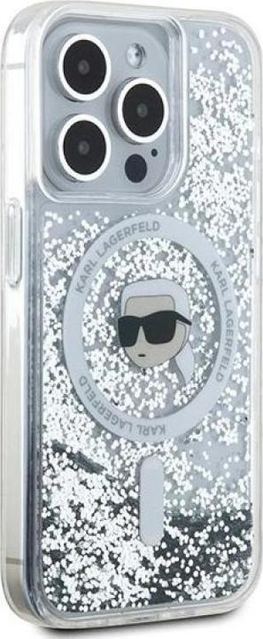 Image du produit Karl Lagerfeld KLHMP15LLGKISGH iPhone 15 Pro 6.1" hardcase transparent Liquid Glitter Karl Head Mags (Apple iPhone 15 Pro)