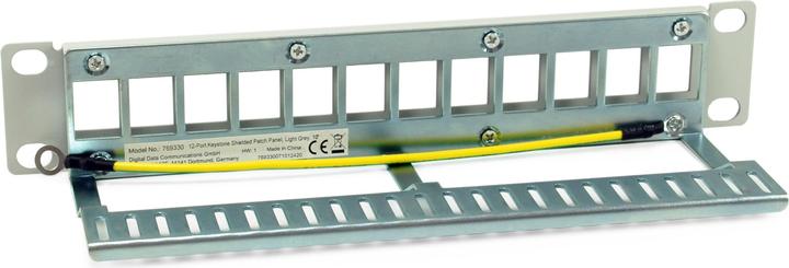 Actual product image equip Patch panel 12x RJ45 Cat6A 10" FTP 1U Premium light grey
