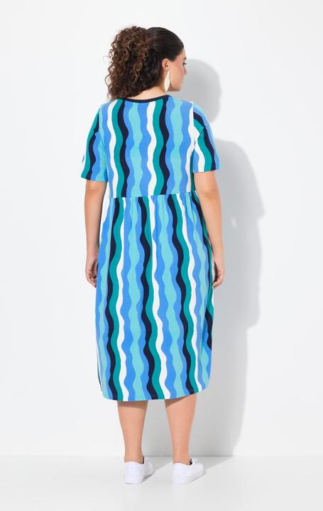 Produktbild Ulla Popken Midikleid, Wellenmuster, A-Linie, V-Ausschnitt, Halbarm (46, 48)