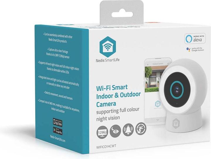 Produktbild Nedis SmartLife Aussenkamera | Wi-Fi | Spotlight | 3MP Full HD 1296p | IP65 | Cloud Storage (optional (1296p, 2304 x 1296 Pixels)