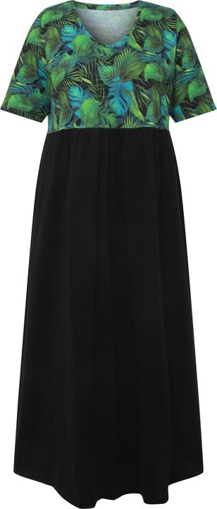 Produktbild Ulla Popken Jerseykleid, Blätter, A-Linie, V-Ausschnitt, Halbarm (54)