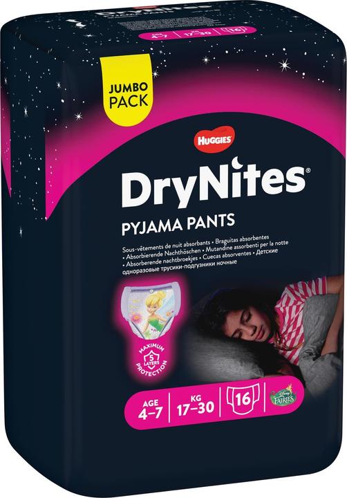 Immagine prodotto Huggies Pannolini Notte Confezione Jumbo Ragazza 4-7 anni (Dimensione M, Pacco mensile, 64 Pezzo/i)