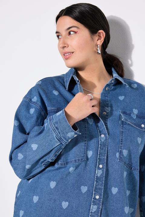 Image du produit Studio Untold Robe en jean oversize, imprimé petits COEURS (42, 44)