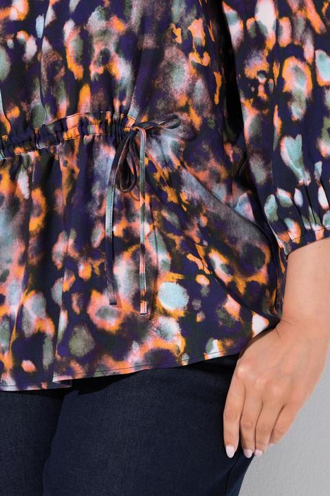 Actual product image Ulla Popken Graphic Print Drawstring Waist Blouse (58)
