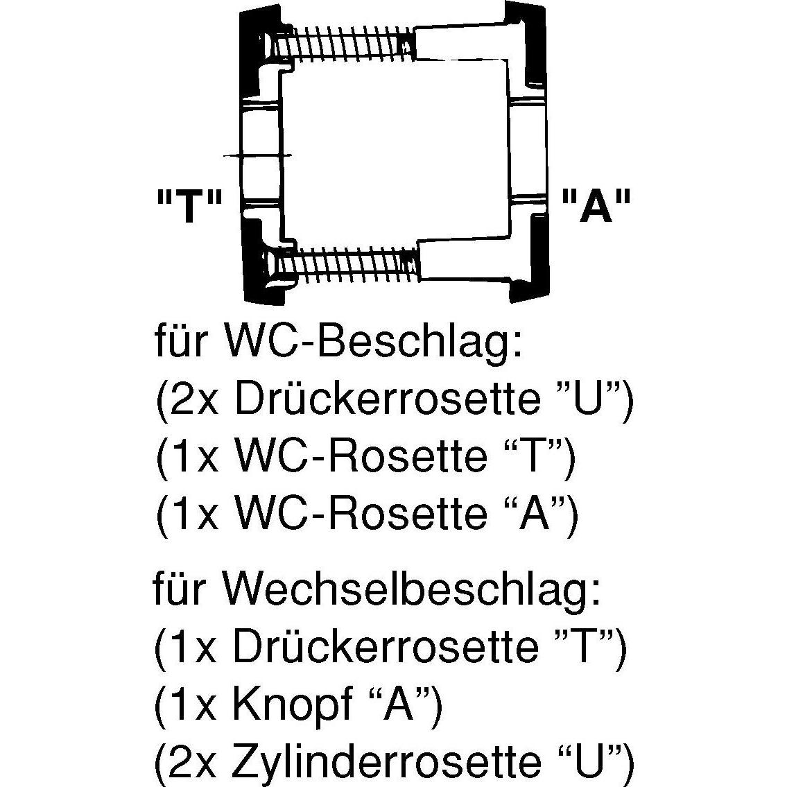Thumbnail - Grundmann, Türgriff + Fenstergriff, Blindrosette WG mit Universalträger U", silber eloxiert, WG D70, 1 Stk (Türgarnitur)