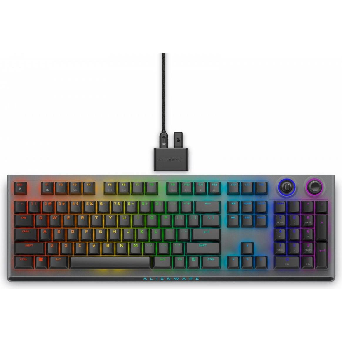 Alienware Klawiatura AW920K- US - Dark Side (USA, Kabelgebunden, Kabellos), Tastatur, Grau