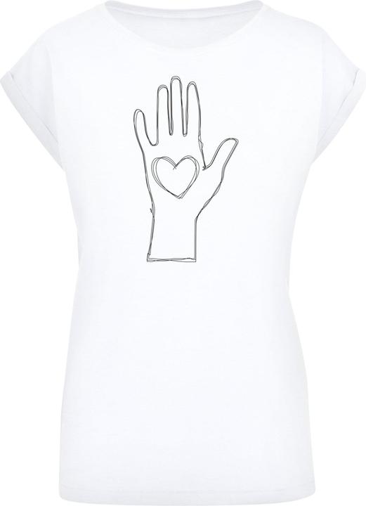 Produktbild Merchcode Ladies Peace - Scribble Hand Heart White Extended Shoulder Tee - 161411 (XL)
