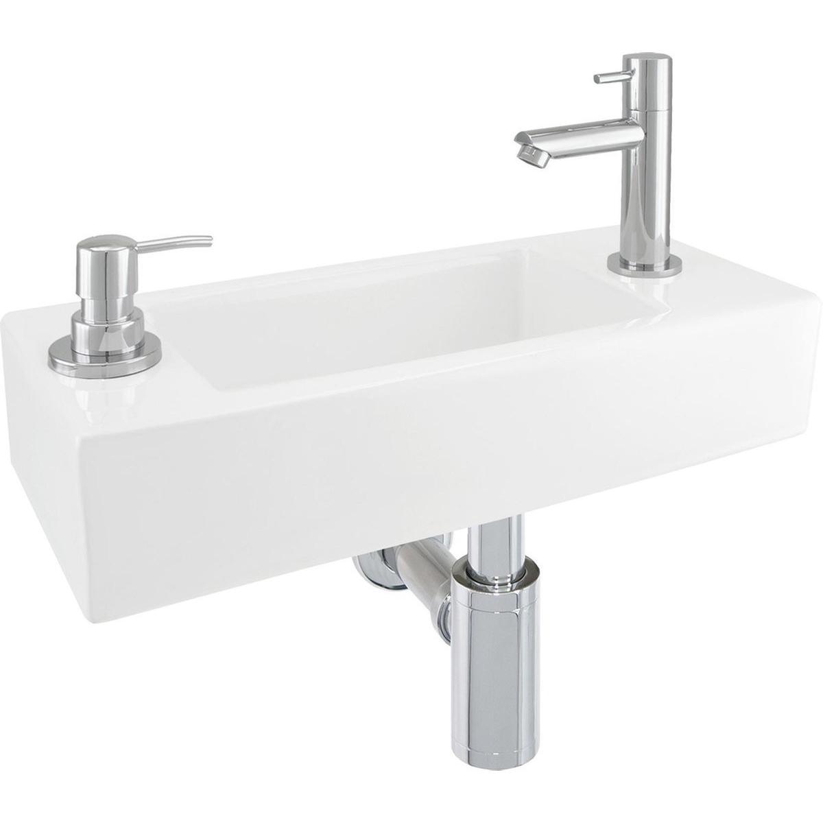 Differnz, Dosatore di sapone + portasapone, Fonteinset Sapon - Unieke Ingebouwde Zeepdispenser - Wit