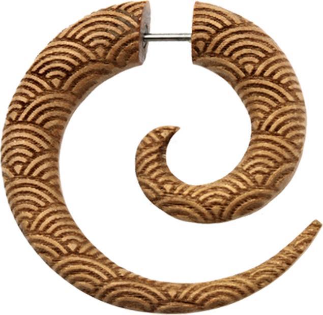 Actual product image Star Piercing Fake Spirale geschnitzt Regenbogen aus Tamarind Holz (without brass, Organic)