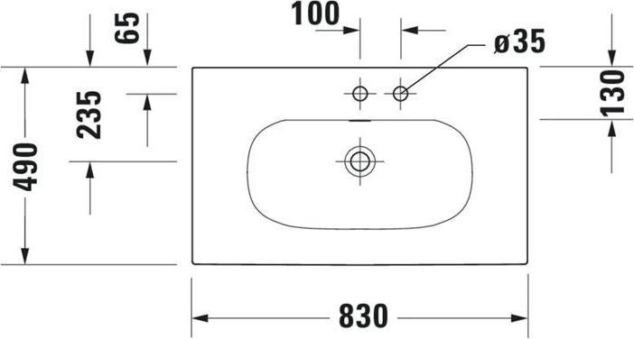 Produktbild Duravit Möbelwaschtisch Viu 83 x 49 cm weiss 2344830000 (490 mm, 830 mm)