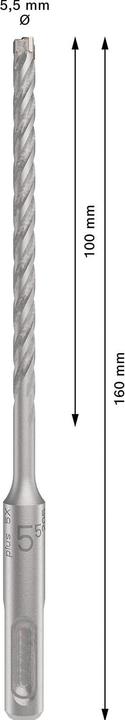 Produktbild Bosch Professional Zubehör PRO SDS plus-5X Hammerbohrer, 5,5 x 100 x 160 mm (5.50 Millimeter)