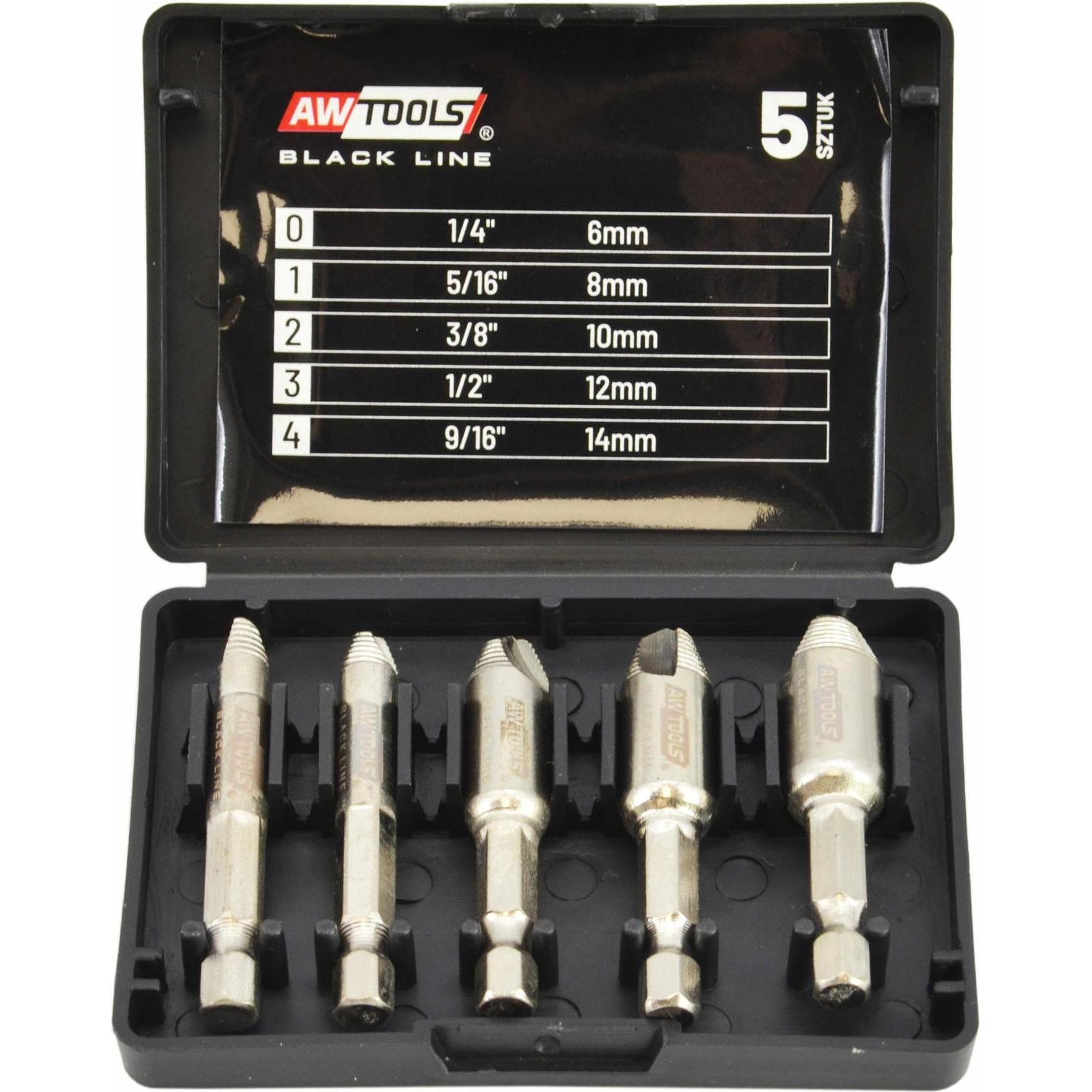 Awtools, Möbelausstattung, Auszugsatz Für Gebrochene Schrauben/Muttern 5-Tlg. Schwarze Linie