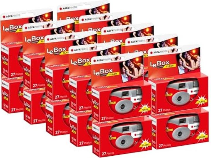 AGFAPHOTO AGFA PHOTO 601020 Disposable camera LeBox Flash 27 photos 31mm optical lens gray and red