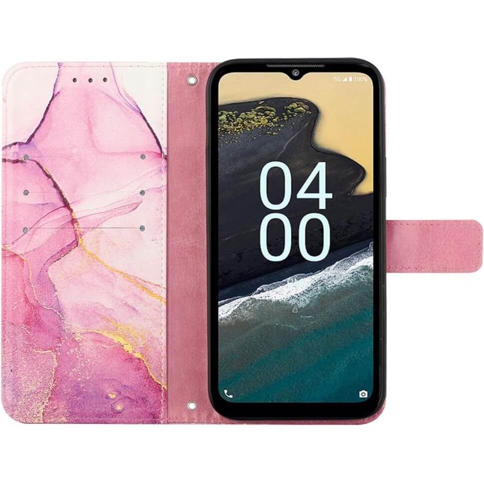 Thumbnail - Cover-Discount Nokia G22 - Leder Hülle Marble pink (Nokia G22), Smartphone Hülle, Pink