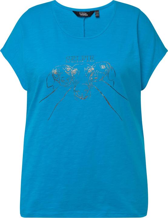 Immagine prodotto Ulla Popken T-shirt dal taglio oversize con design metallico con animale, scollo a girocollo e mezze maniche (50, 52)