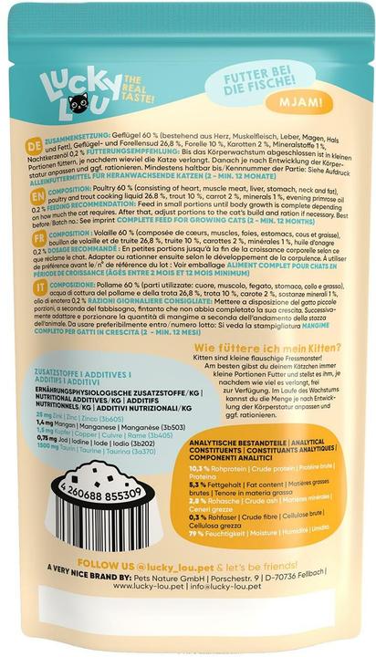 Nährwerte und Zutaten Lucky Lou Nassfutter (Junior, 1 Stk., 140 g)
