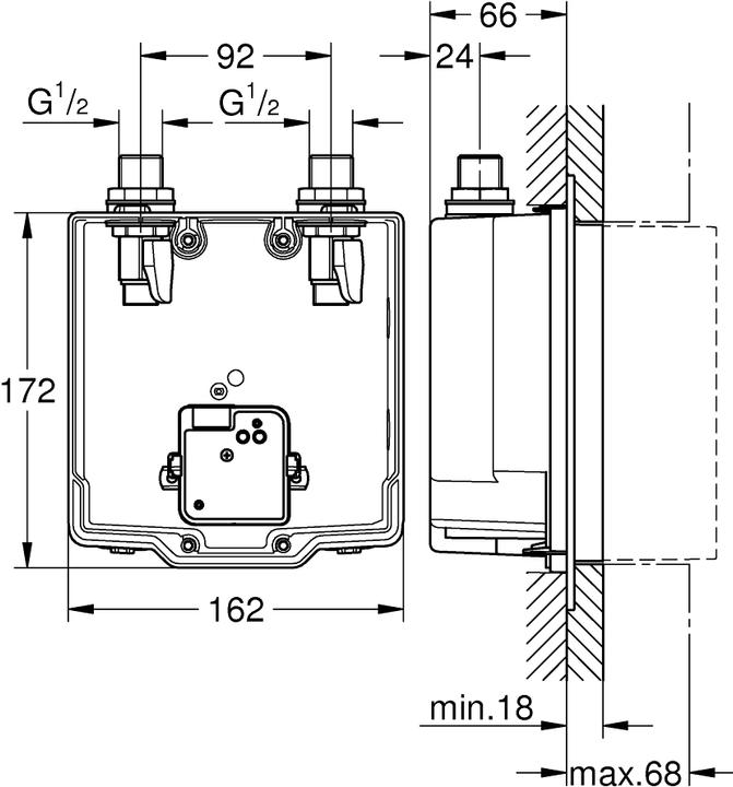 Actual product image Grohe Eurosmart CE UP installation box