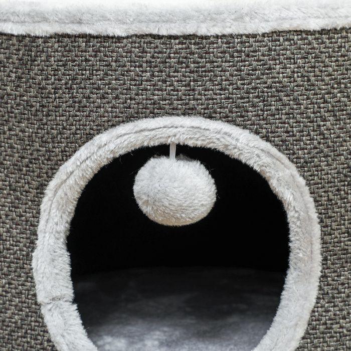 Produktbild Swisshandel24 Kratztonne 30 cm Hoch Katzentonne mit Höhle, aus Sisal, für Katze bis 5 kg (30 cm, Cremeweiss, Dunkelgrau, Hellgrau)