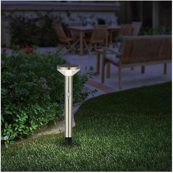 Thumbnail - Maclean, Gartenbeleuchtung, Solar LED lamp with sensor, matt chrome, IP44, 3 lighting modes, Li-ion 18650 battery 3.7V 1...