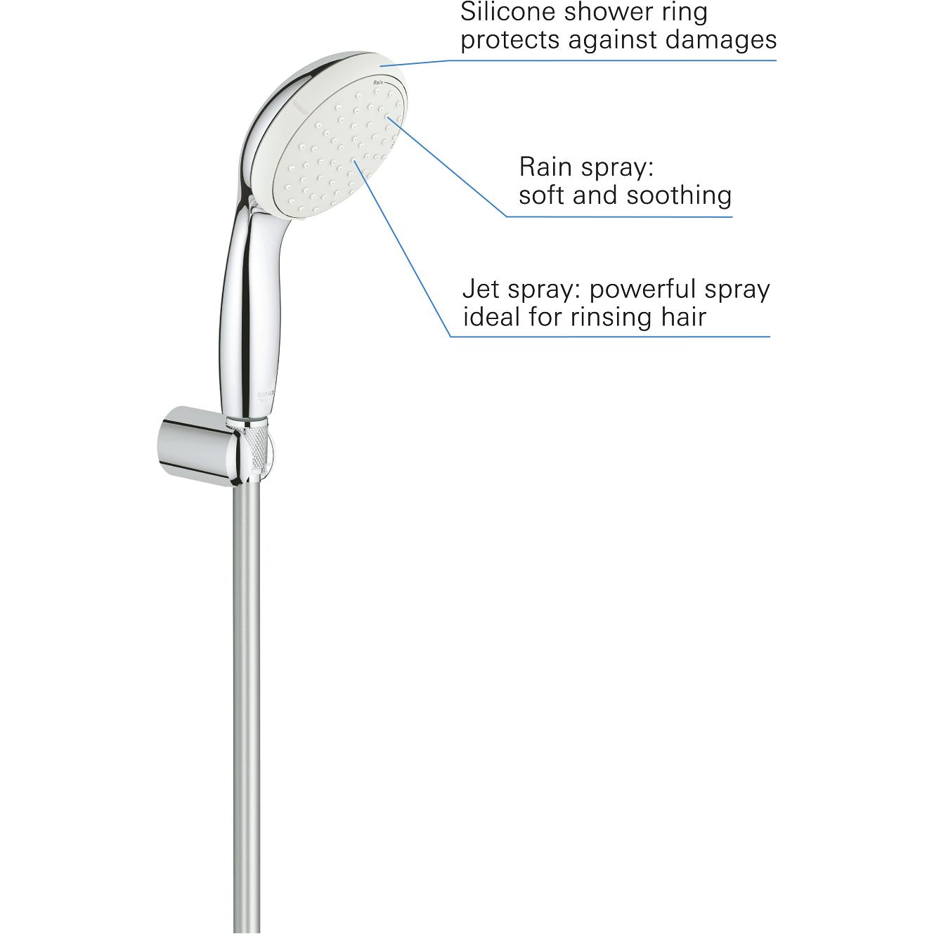 Thumbnail - Grohe, Duschbrause, Tempesta 100 Wandhalterset (2 Strahlarten)
