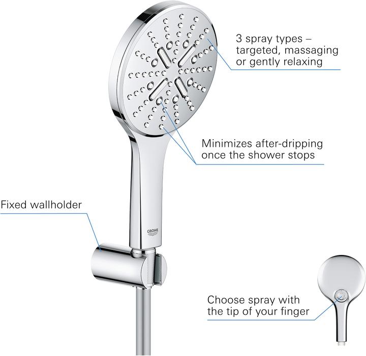 Produktbild Grohe Rainshower SmartActive 130 Wandhalterset (3 Strahlarten, 9.50 l/min)