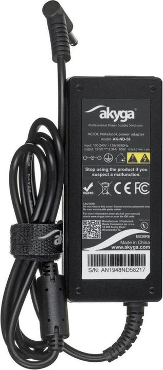 Actual product image Akyga AK-ND-58 - Notebook - Indoor - 100-250 V - 55 +/- 5 Hz - 65 W - 19.5 V (65 W)