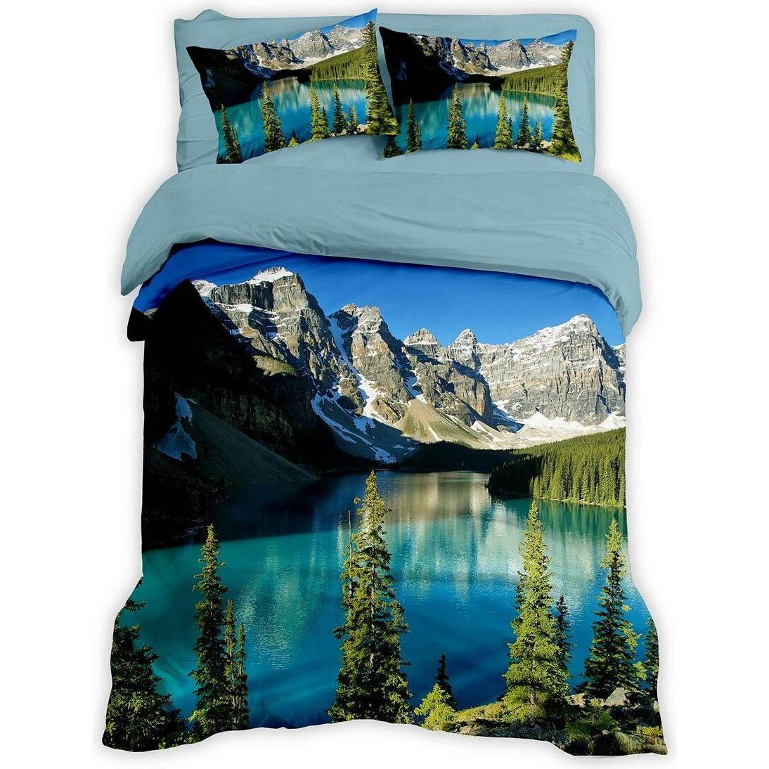 Traumschlaf, Bettwäsche, Bergsee (Bettwäsche Set, 155 x 220 cm, 80 x 80 cm)