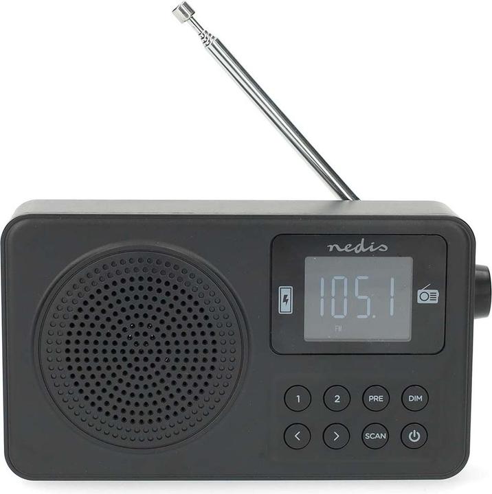 Nedis FM-Radio | Tragbare Ausführung | FM | Akkubetrieben / Stromversorgung über USB | Digital | 2 W (FM, Bluetooth)