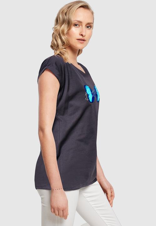 Produktbild Merchcode Ladies Butterfly Blue Extended Shoulder Tee - 111649 (S)