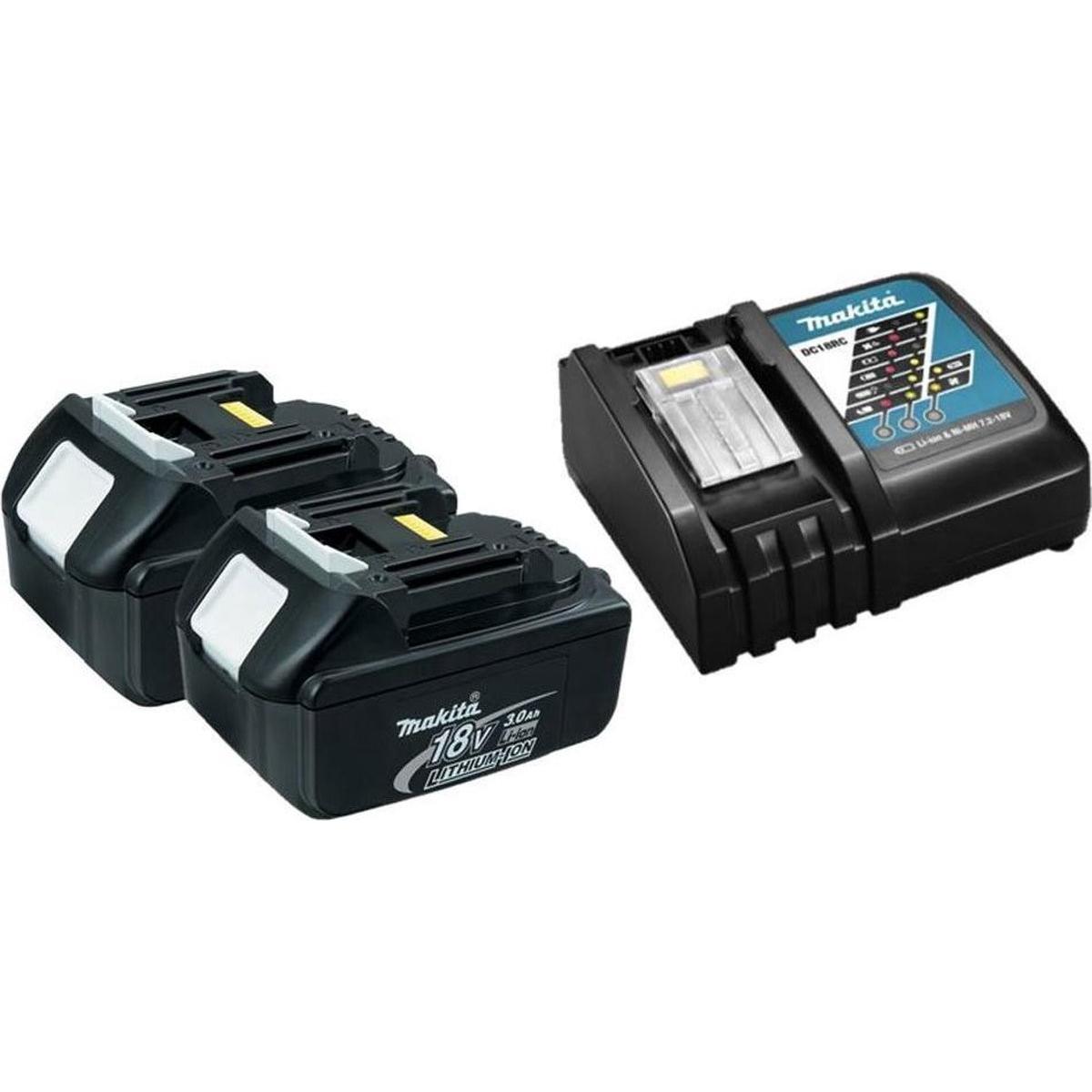Makita, Batteria + Caricatore, Accessori 18 V Starterset 3,0Ah BL1830 (2 st.) + carrello DC18RC - Y-00197 (18 V)