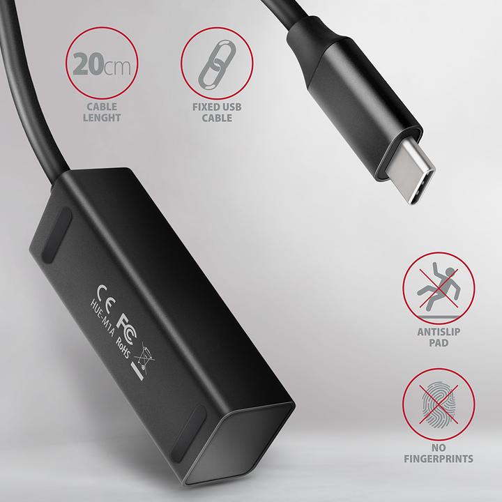 Image du produit Axagon HUE-M1C Mini hub USB-C super rapide, 4x USB 3.0 (USB-C, 4 Ports)