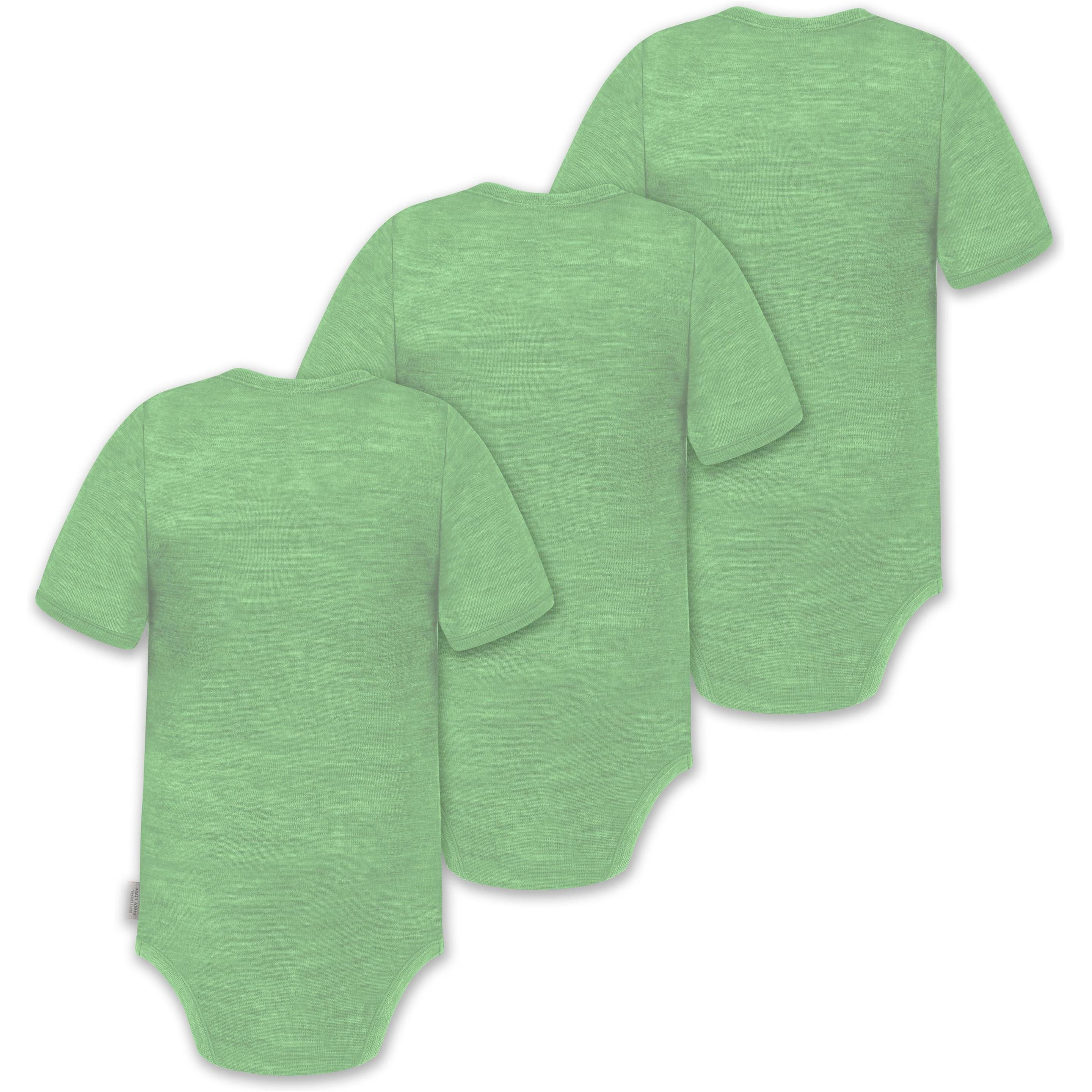 Thumbnail - Normani, Herren, Body, 3er Set Baby Merino Kurzarmbody „Tihoi" - 9311, Grün, (62)