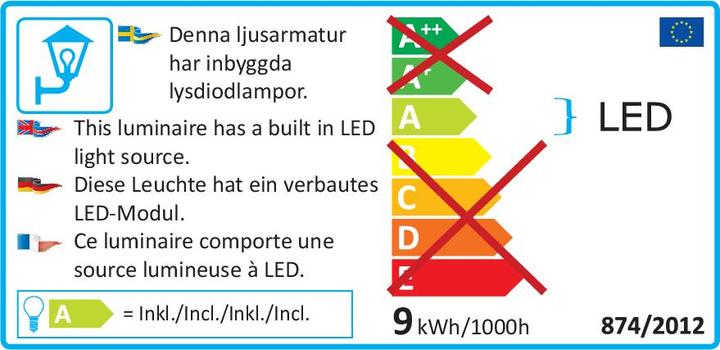 Energy Label Konstsmide LED outdoor floor lamp Cremona (600 lm, IP54)