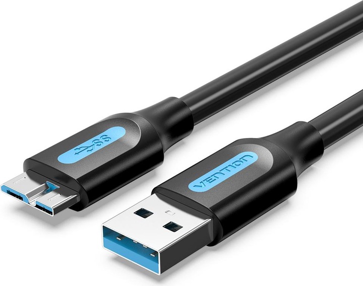 Actual product image Vention USB 3.0 A to Micro-B cable COPBD 0.5m Black PVC (0.50 m, USB 3.0)