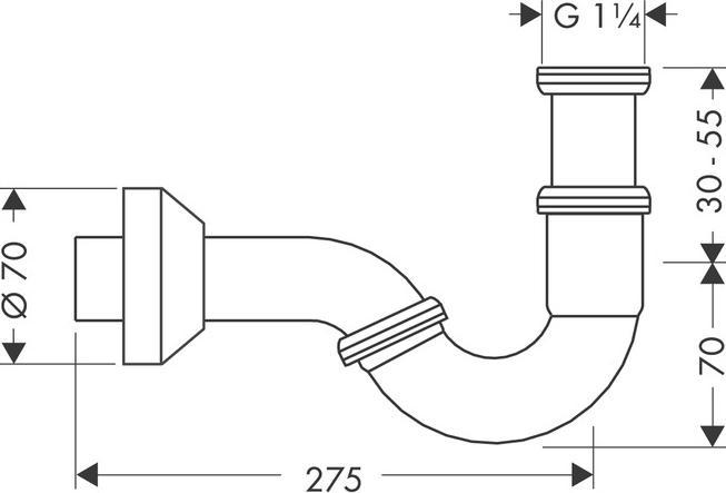 Produktbild hansgrohe HG Bidet-Röhrensiphon Standardmodell chrom (Urinal-Siphon, 1 1/4")