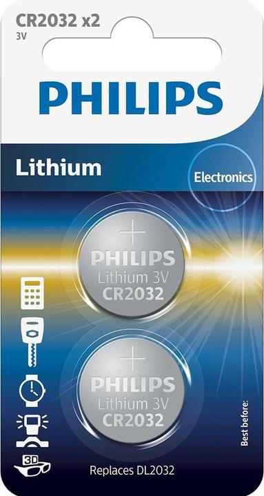 Actual product image Philips CR2032P2/01B (2 pcs., CR2032, 210 mAh)