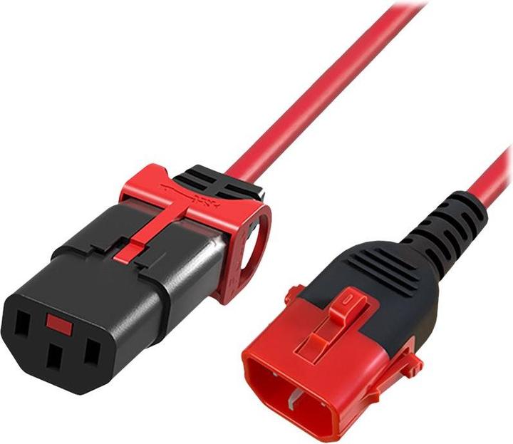 Produktbild ACT Powercord C13 - C14 Dual IEC LOCK red 0.5 m (0.50 m)
