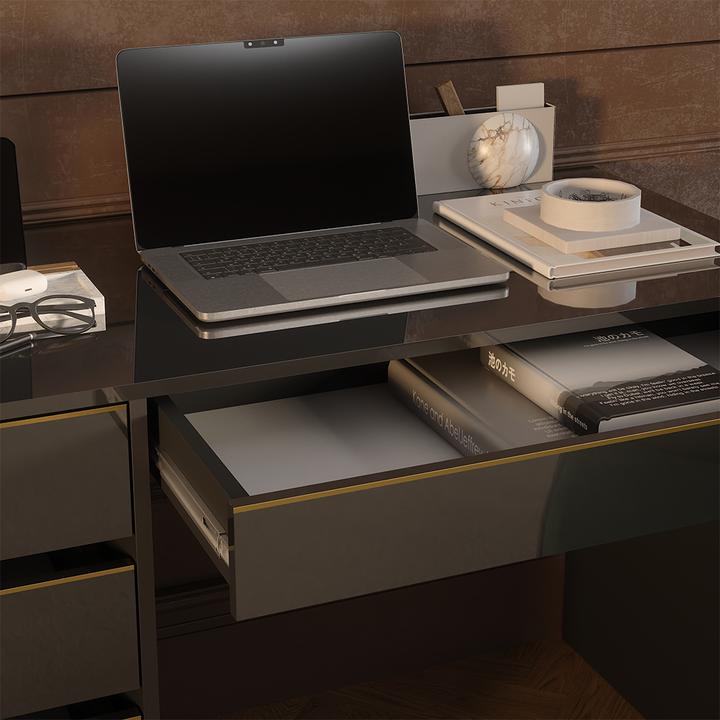 Actual product image Vicco Desk Sherry, Black high gloss/Gold, 55 x 120 cm with drawers (120 x 55 x 75 cm)
