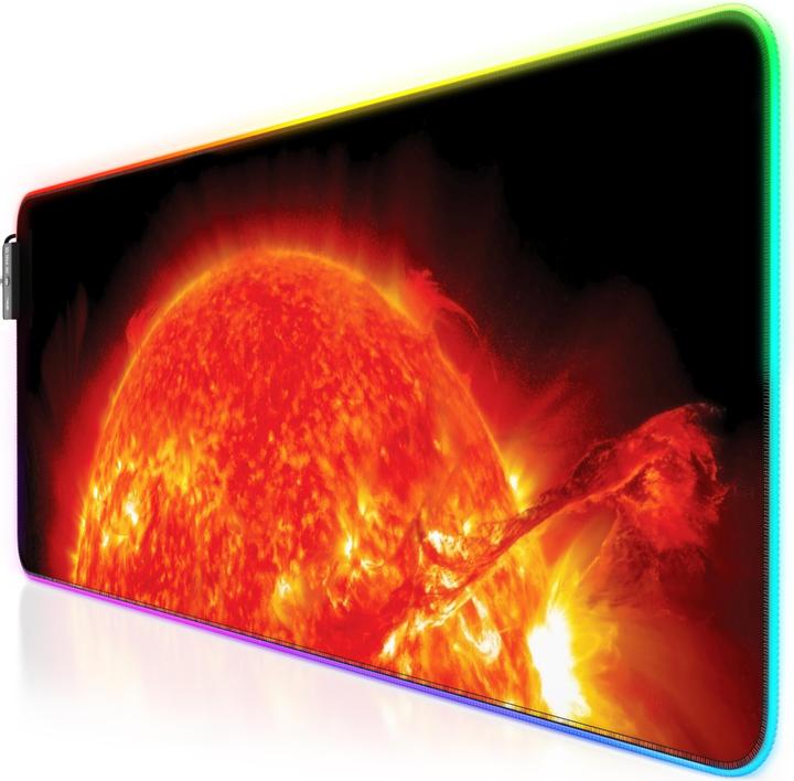 Image du produit CSL Tapis de souris de jeu RGB, Tapis de bureau 800 x 300 mm Tapis de souris XL - LED Multi Colour, Red