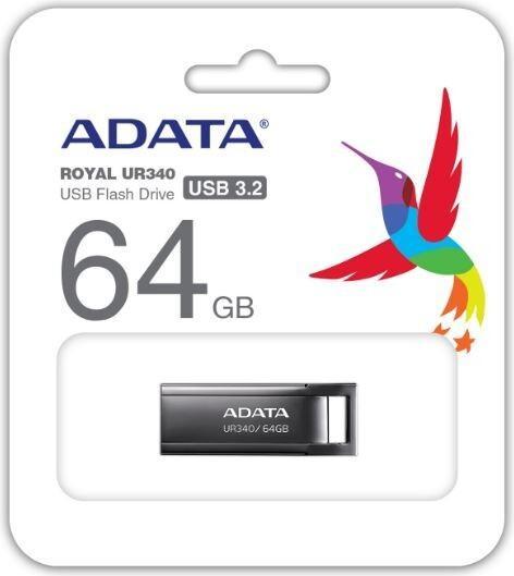 Actual product image Adata USB 64GB UR340 bk 3.2 Interface USB 3.2 Gen 1 (64 GB, USB-A)