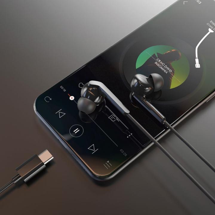 Actual product image Dudao X3C+ wired USB-C in-ear headphones 1.2m - black (Cable)