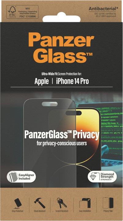 Produktbild PanzerGlass Ultra Wide Fit Privacy (1 Stück, Apple iPhone 14 Pro)