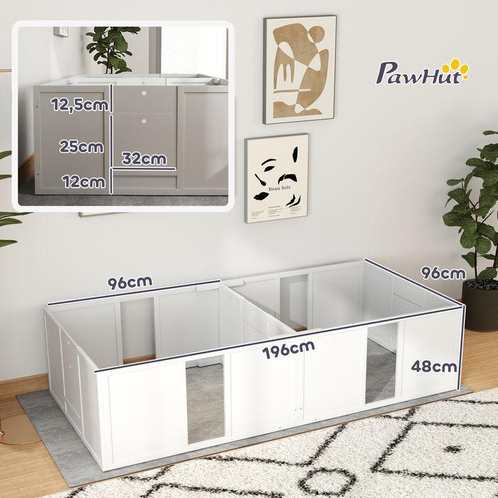 Produktbild Swisshandel24 Wurfkiste für Welpen, Welpenauslauf mit mit rutschfesten Füssen, Kiefernholz Weiss (Hund, Reflektoren, Waschmaschinenfest)