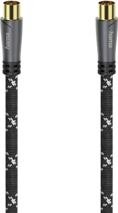 Hama Câble d'antenne, connecteur coaxial - connecteur coaxial femelle, métal, doré, 5,0 m, 120 dB (120 dB, Câble d'antenne)