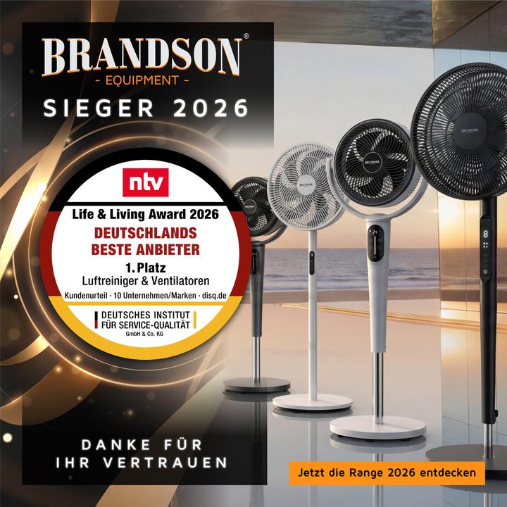 Produktbild Brandson Standventilator DC-Motor, leise, Oszillation, Fernbedienung, 30 W, 9 Geschwindigkeitsstufen (29.70 dB)