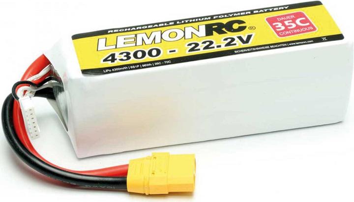 Productafbeelding Pichler LEMONRC XT 4300 - 22,2V (35C) Lipo Batterij (22.20 V, 4300 mAh)