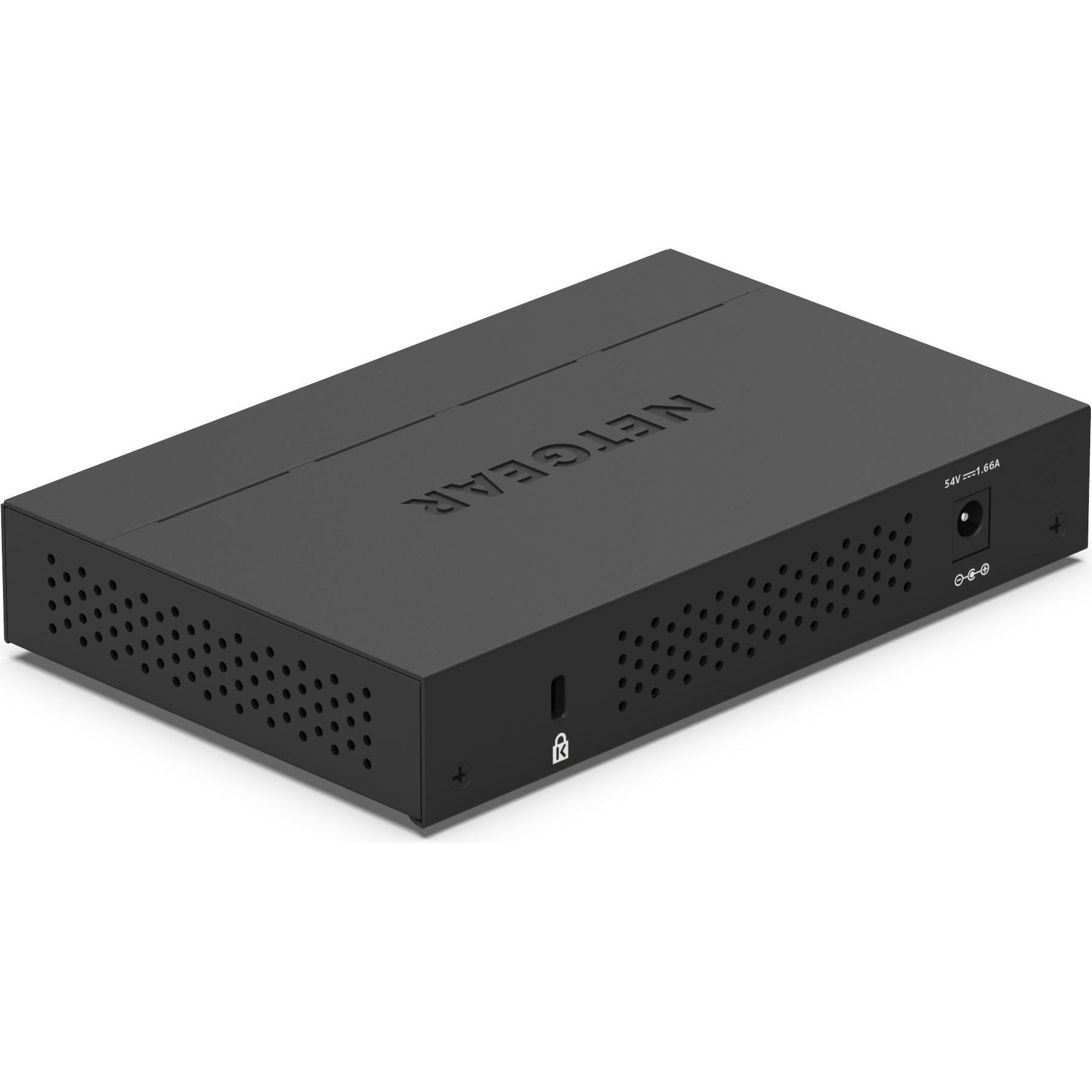 Netgear 5PT POE/POE+ GIGE Unmanaged Switch GS305PP (5 Ports), Netzwerk Switch, Schwarz