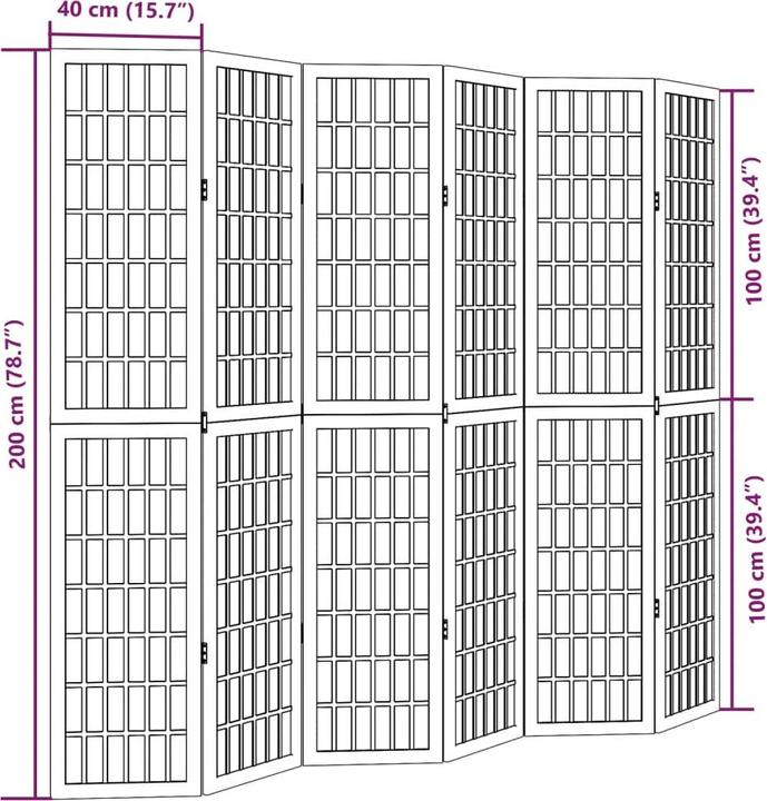 Valeurs nutritives et ingrédients vidaXL Séparation de pièce Paravent Mur d'Espagne 6 pcs. blanc bois massif