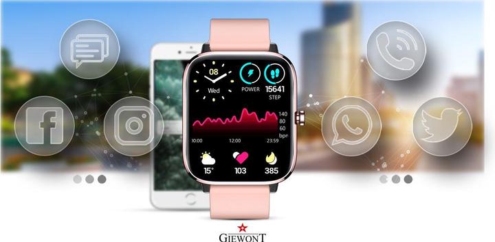 Actual product image Giewont GW230-1 Rose Gold Pink Smartwatch
